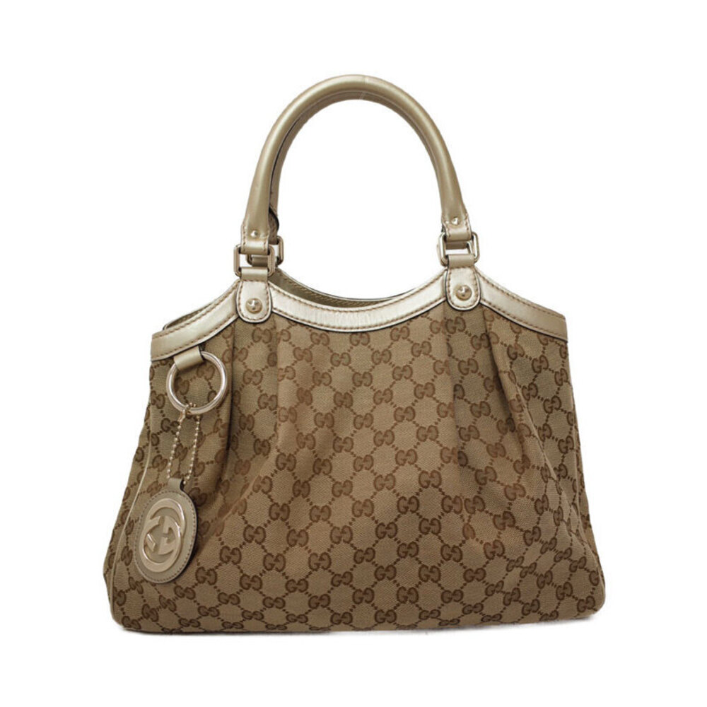 Gucci Sukey Tote Shoulder Bag GG monogram canvas leather Beige Brown